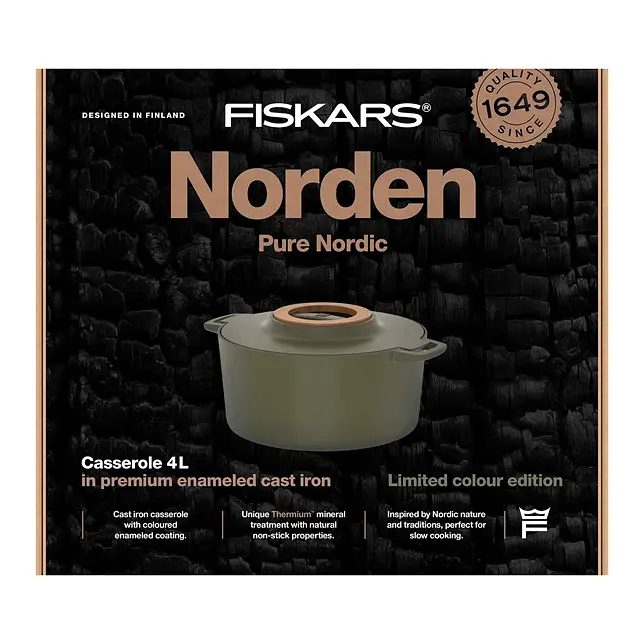 Каструля чавунна Fiskars Norden 4л колір кропива (1071128) - фото 6