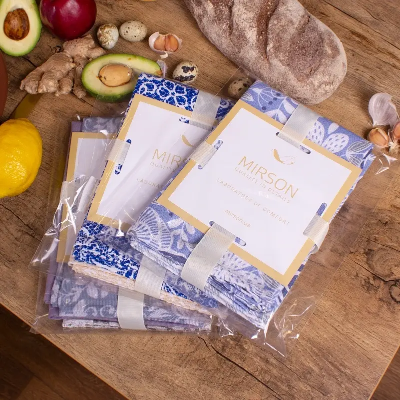 Набор вафельных полотенец MirSon №606 Blue flowers 50х30 см 2 шт. (2200006737018) - фото 3