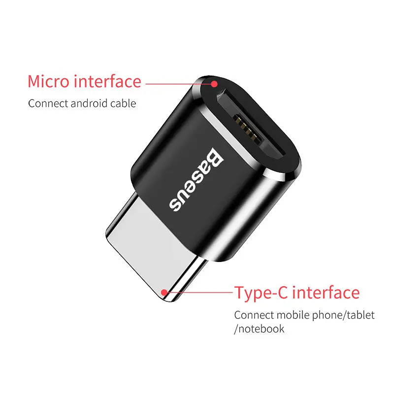 Переходник BASEUS mini Micro USB to Type-C 2.4A (CAMOTG-01) - фото 3