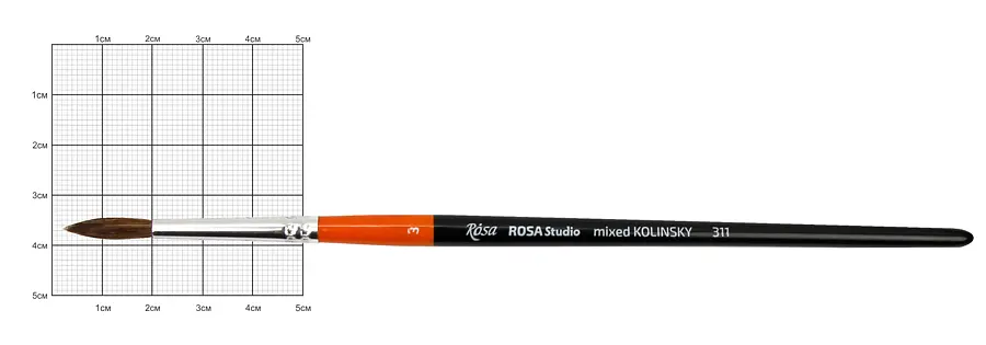 Пензель колонок круглий 311 № 3 коротка ручка ROSA Studio (4823086700147)