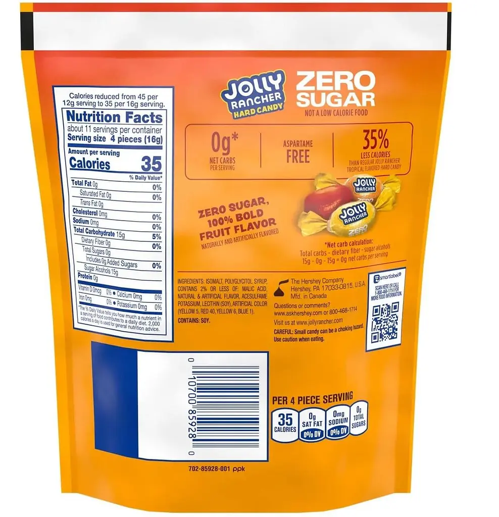 Льодяники Jolly Rancher Zero Sugar Tropical Fruit Flavored Hard Candy 172г - фото 6