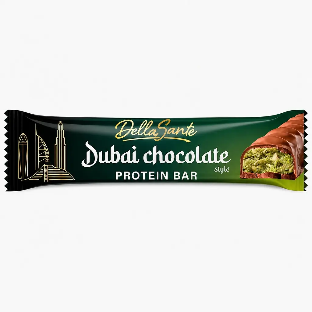 Батончик Della Sante Dubai Chocolate Style Protein Bar, 45 грам - Дубайский шоколад