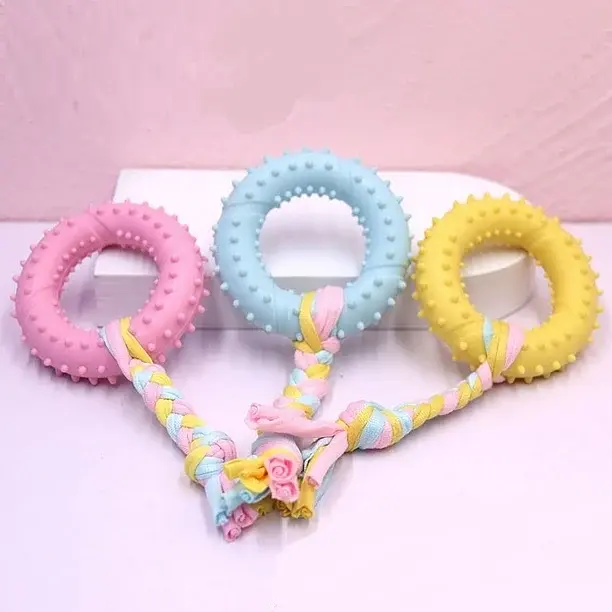 Жувальна іграшка для собак Derby Ribbed ring with cotton rope - фото 2