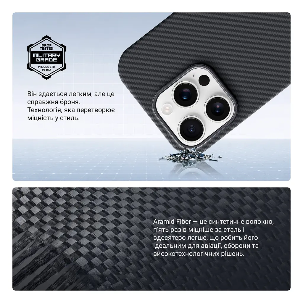 Чехол ArmorStandart BlackIcon Aramid Twill MagCase для Apple iPhone 16 Pro Max Black (ARM90152) - фото 4
