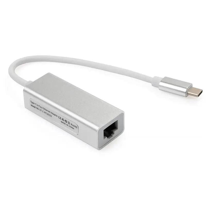 Адаптер Vinga USB Type-C - RJ-45 (M/F) Silver (VCPATC2GBLNS) - фото 2