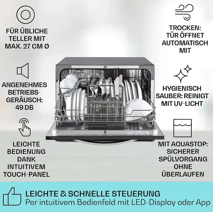 Посудомоечная машина Klarstein Havasia UV 6 Luminance (10041827) - фото 6