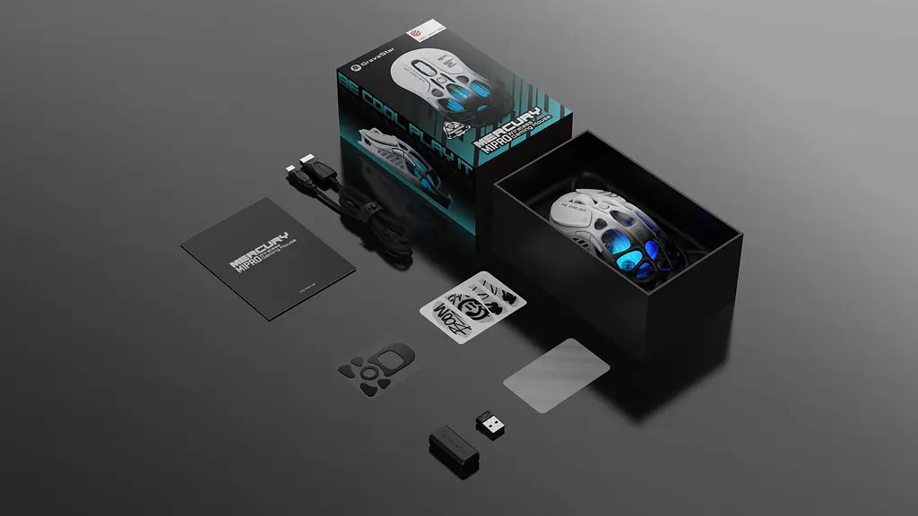 GravaStar Миша Mercury M1 Pro, BT/WL/USB-A, RGB, чорно-білий - фото 2