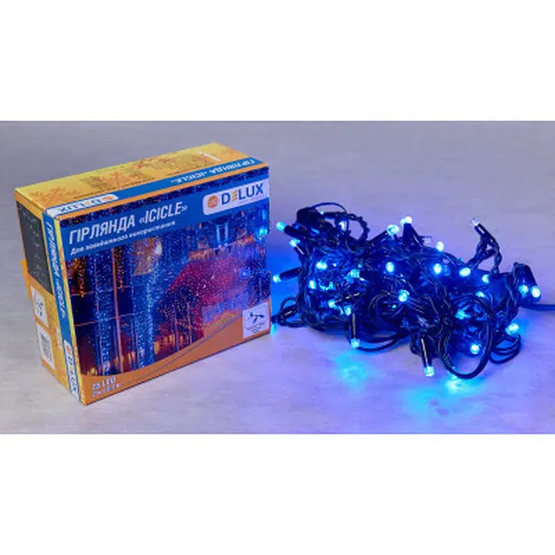 Гірлянда Delux ICICLE 75 LED 2 x 0.7 м IP44 EN Синій/чорний (90016593) - фото 2