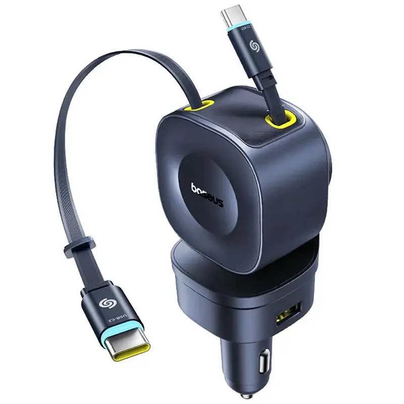 АЗП PrimeTrip VR2 Max PD100W+QC3.0 with retractable cable (1USB-A/3C) (C02066) Cosmic Black Baseus teh0029943 - фото 3