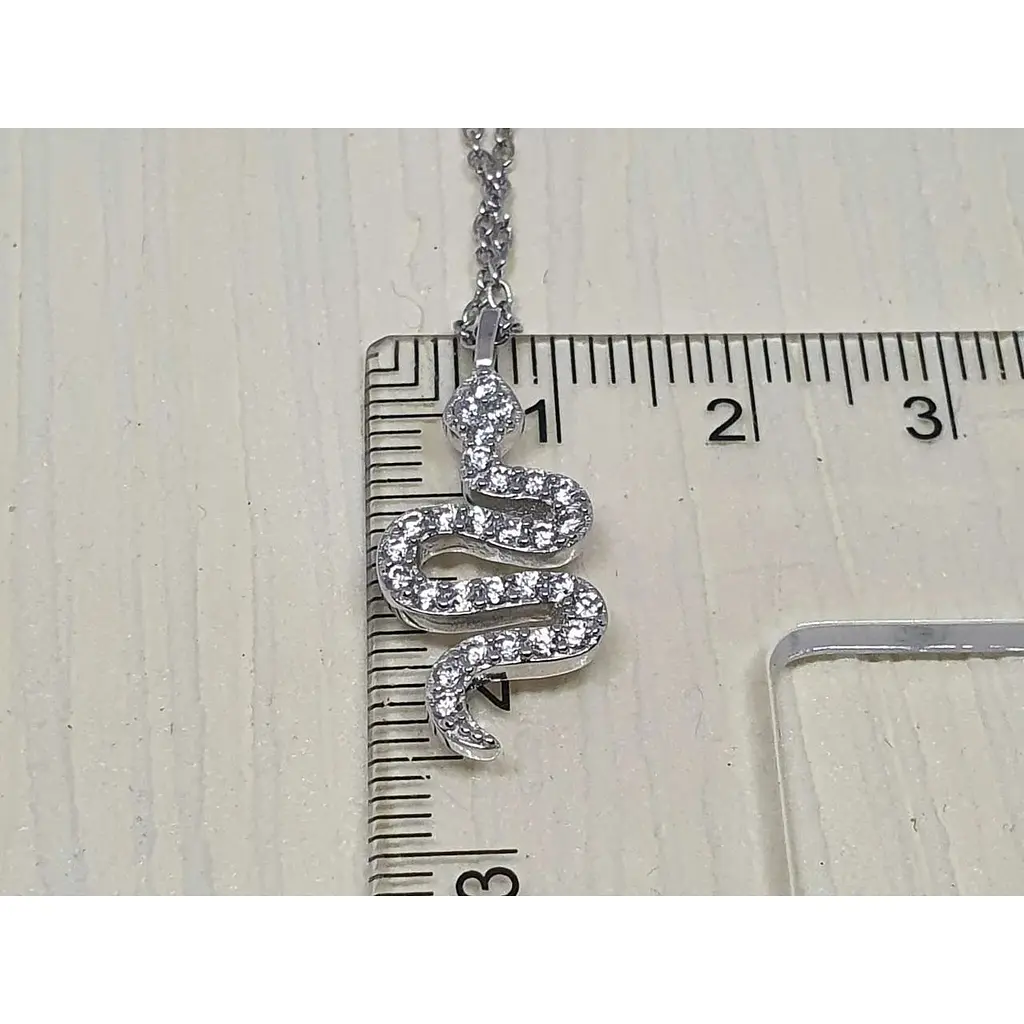 Срібне кольє Аметист Змія з фіанітами 1230892 - фото 4