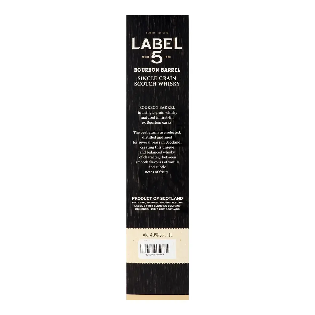 Виски Label 5 Bourbon Barrel Single Grain Scotch Whisky 40% 1 л в подарочной упаковке - фото 3