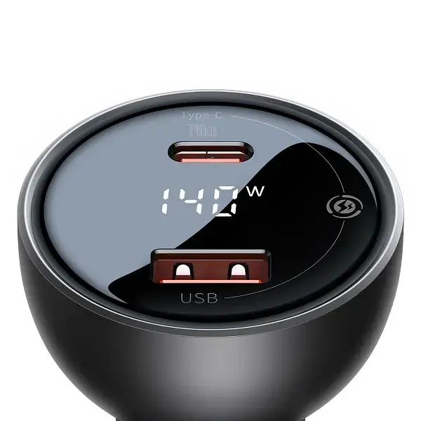 Автомобільний зарядний пристрій Baseus Digital Display PD3.1 Dual Fast Charger Car Charger USB+Type-C 140W Set CGZX070001 Black - фото 6