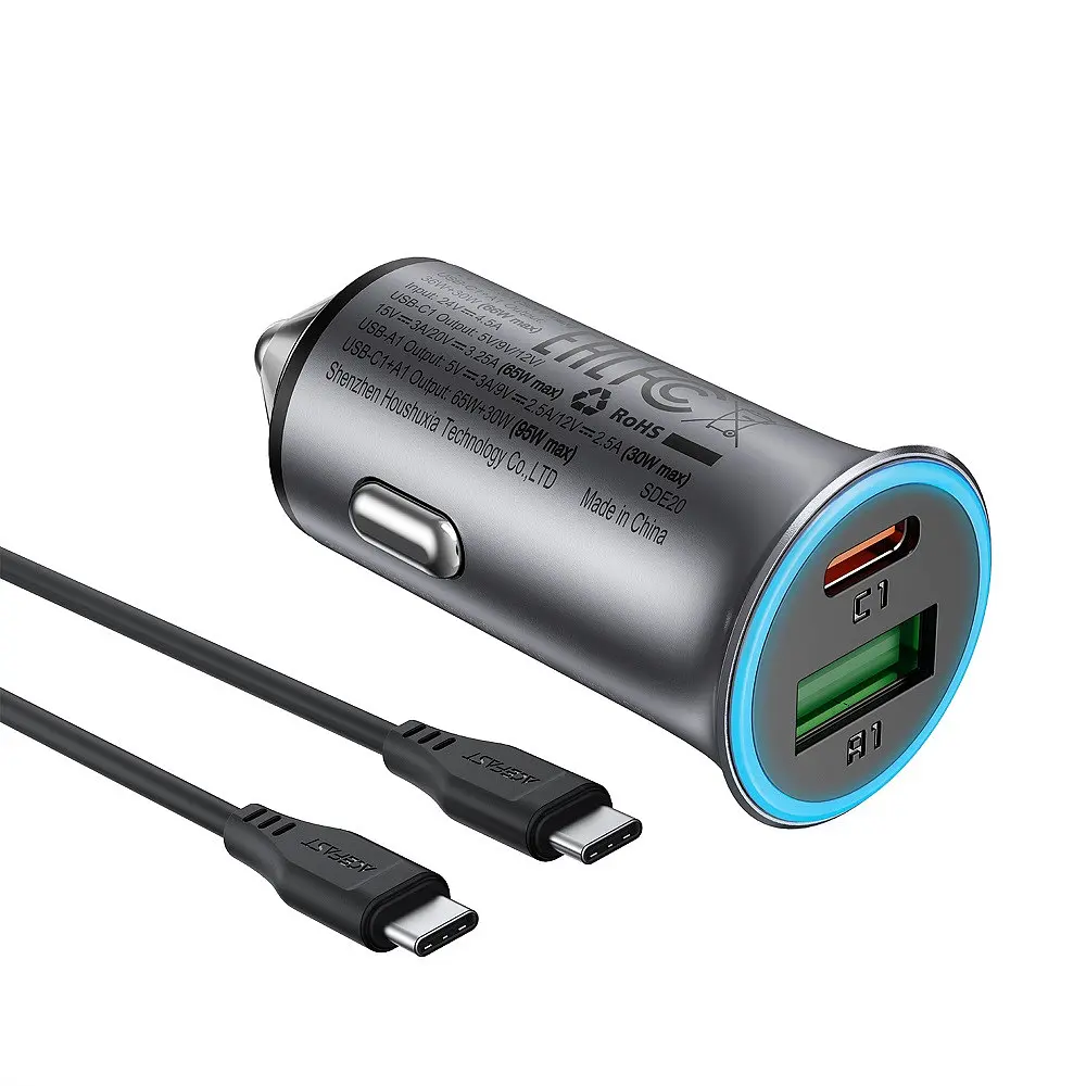 Автомобільний зарядний пристрій ACEFAST B16 95W (USB-A+USB-C) dual port metal car charger set (P5) металево-сірий - фото 3