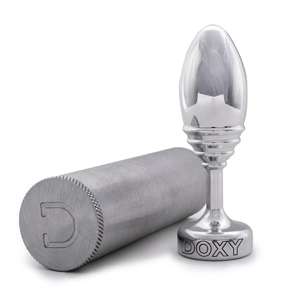 Металева анальна пробка DOXY Butt Plug RIBBED, ребриста, діаметр 3,3 см - фото 4