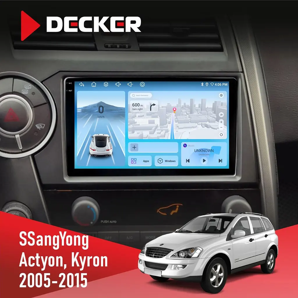 Штатна магнітола SsangYong Kyron 2005-2015 Decker D9-010 6x128, DSP, 4G, 2K Decker (НФ-00005082)