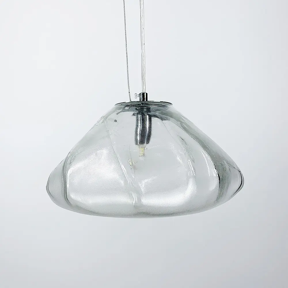Скляний прозорий підвіс з легкими вигинами Ø 25 см | Line F | Арт. MJ82-250 CH - фото 2