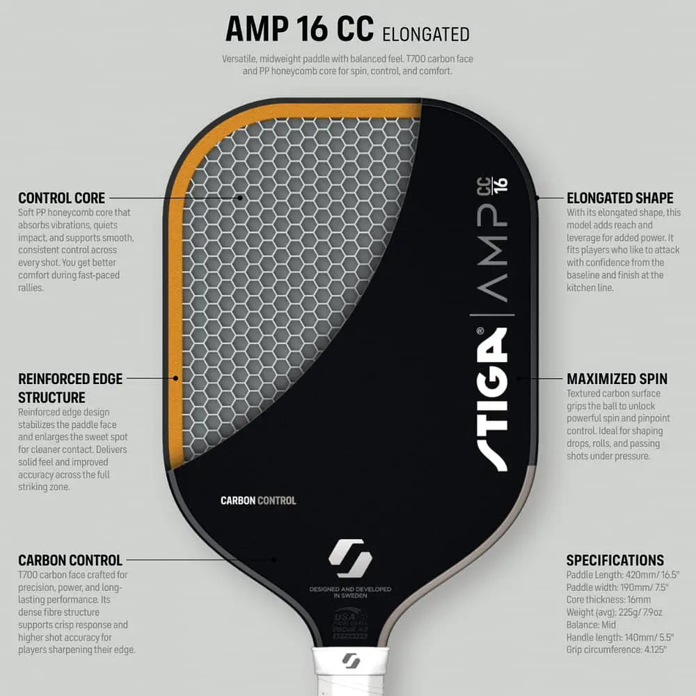 Ракетка для піклболу Stiga AMP CC 16 Elongated (3202-0318-04) - фото 7