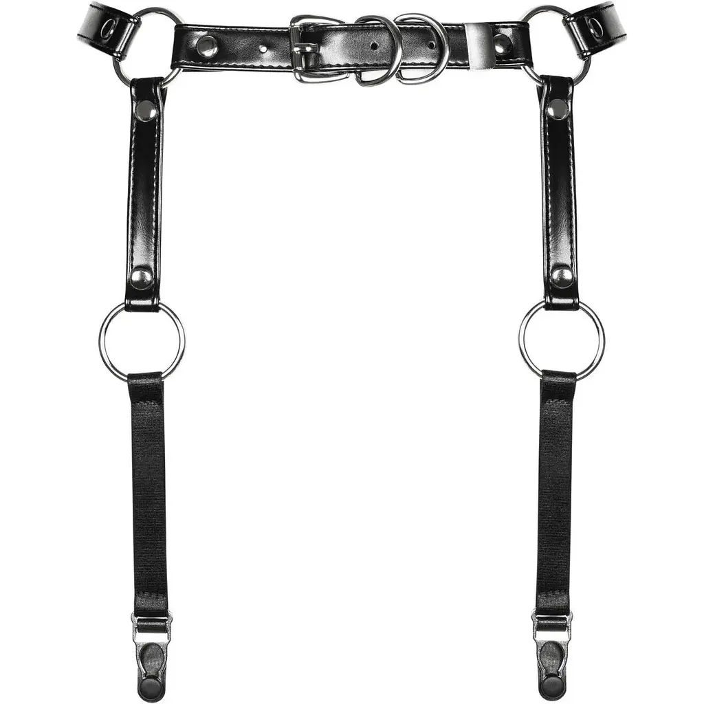 Гартери Obsessive A741 garter belt Black O/S, штучна шкіра - фото 2