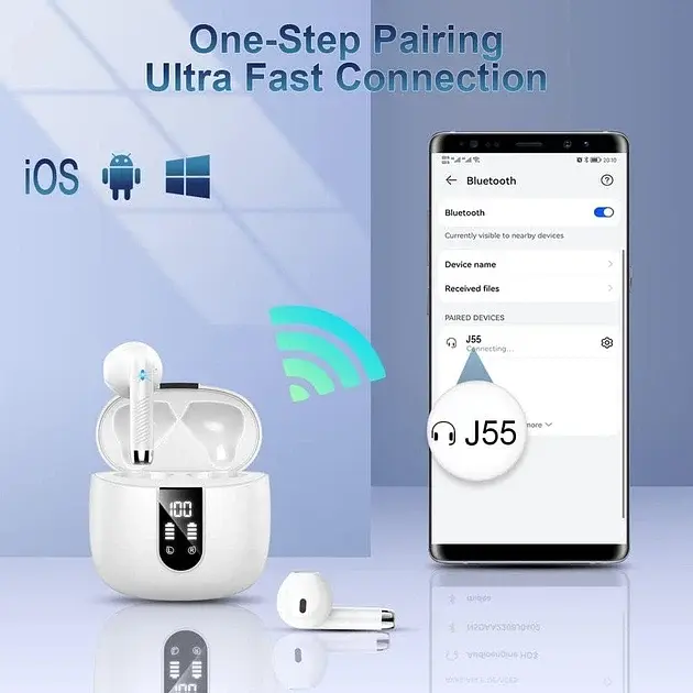 Бездротові спортивні навушники Bluetooth 5.3 із завушинами, 40г роботи, LED дисплей - фото 3