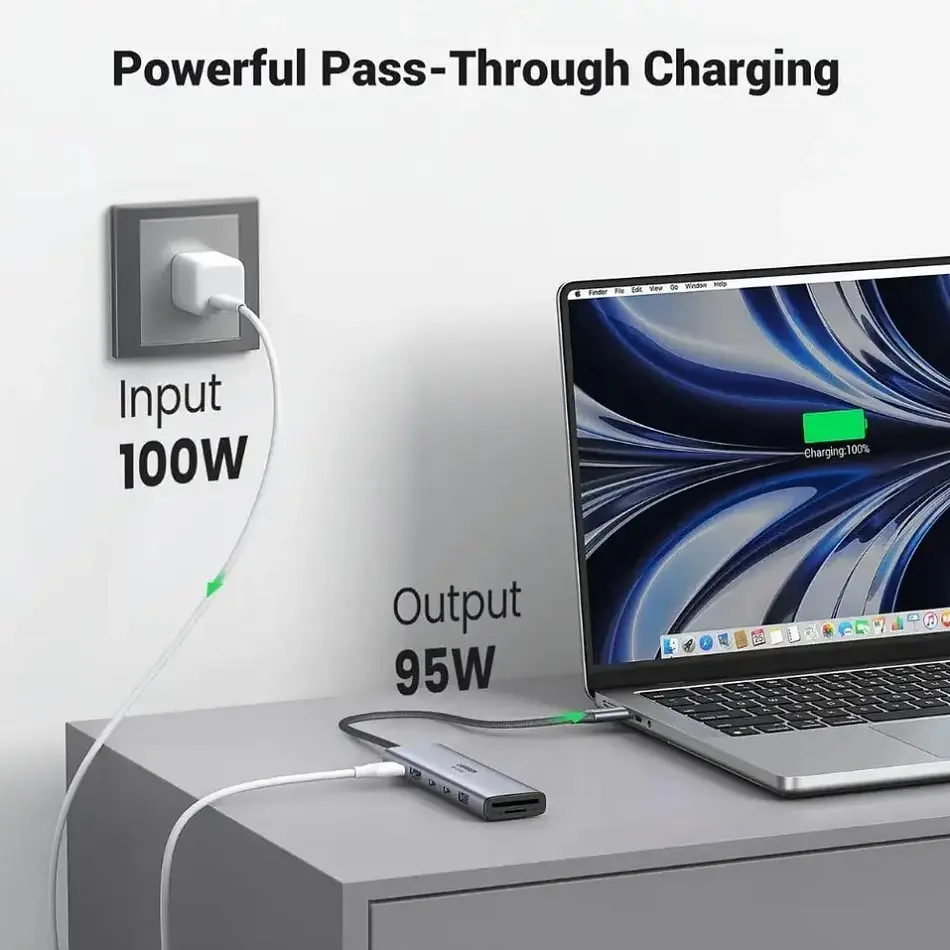 Док-станція USB3.2 Type-C --> HDMI 4K60Hz/2хUSB 3.0/2xUSB-C/SD/TF PD 100 Вт CM511 Ugreen - фото 5