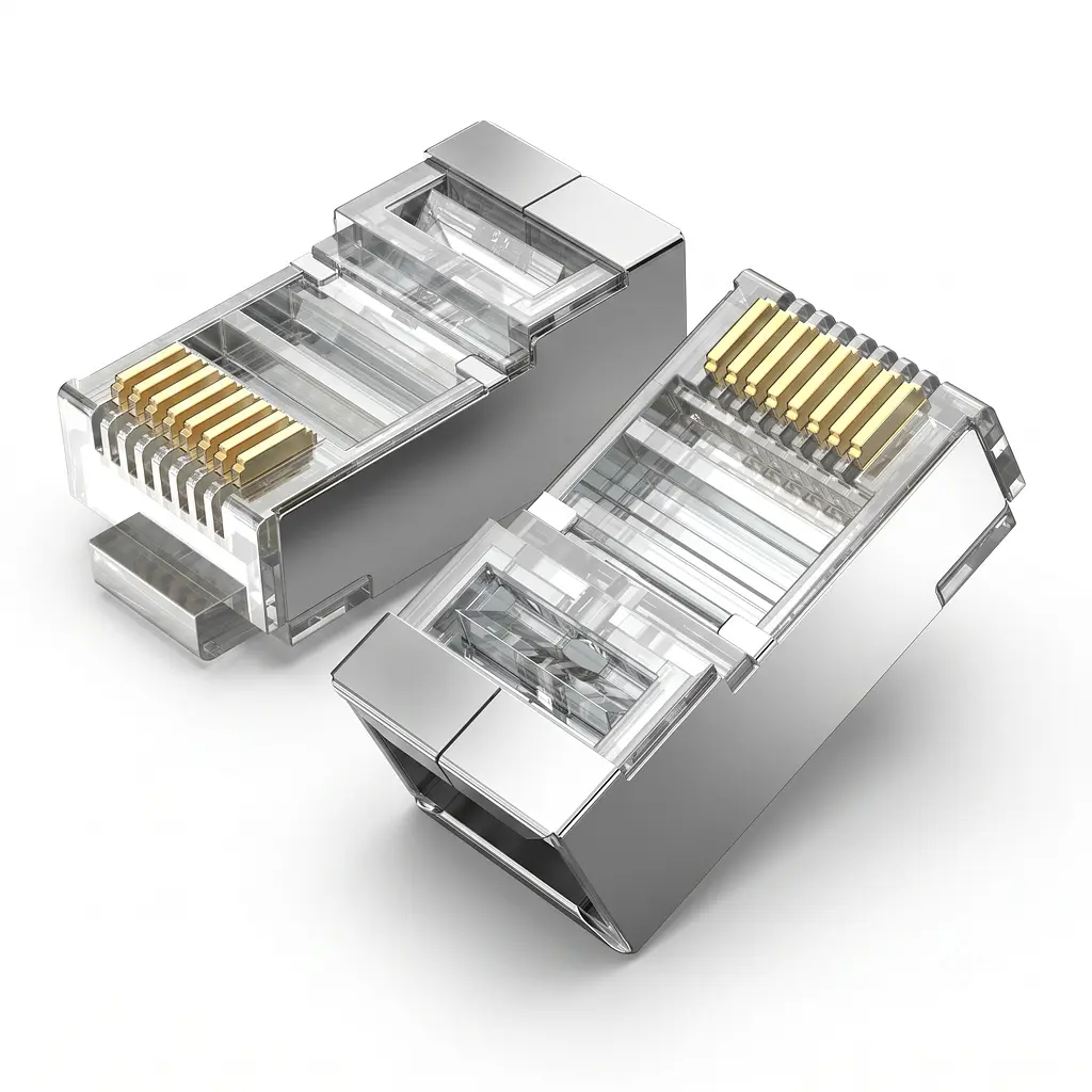 Модульный штекер RJ45 для кабеля Ethernet Vention 50 коннекторов Cat.6 FTP для одножильного и многожильного провода 23–26 AWG с диаметром отдельной изолированной жилы до 1,1 мм прозрачный (IDCR0-50)