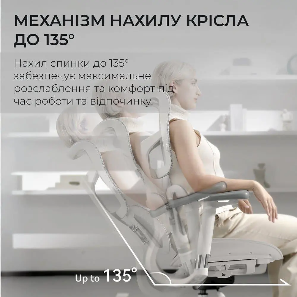 Ігрове крісло Sihoo DORO S100 Mesh White (S100-M302) - фото 12