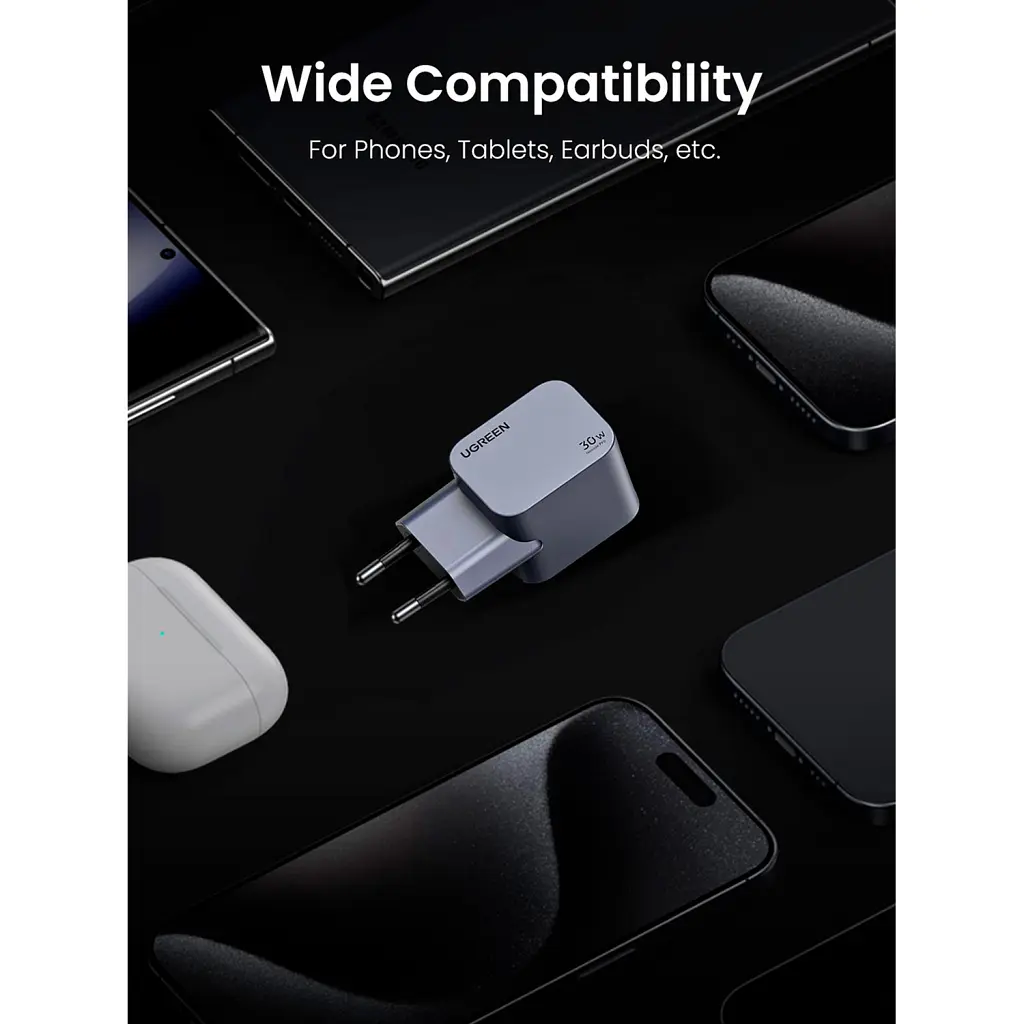 Зарядний пристрій Ugreen USB-C PD 30 Вт GaN X703 сірий (35006) - фото 10