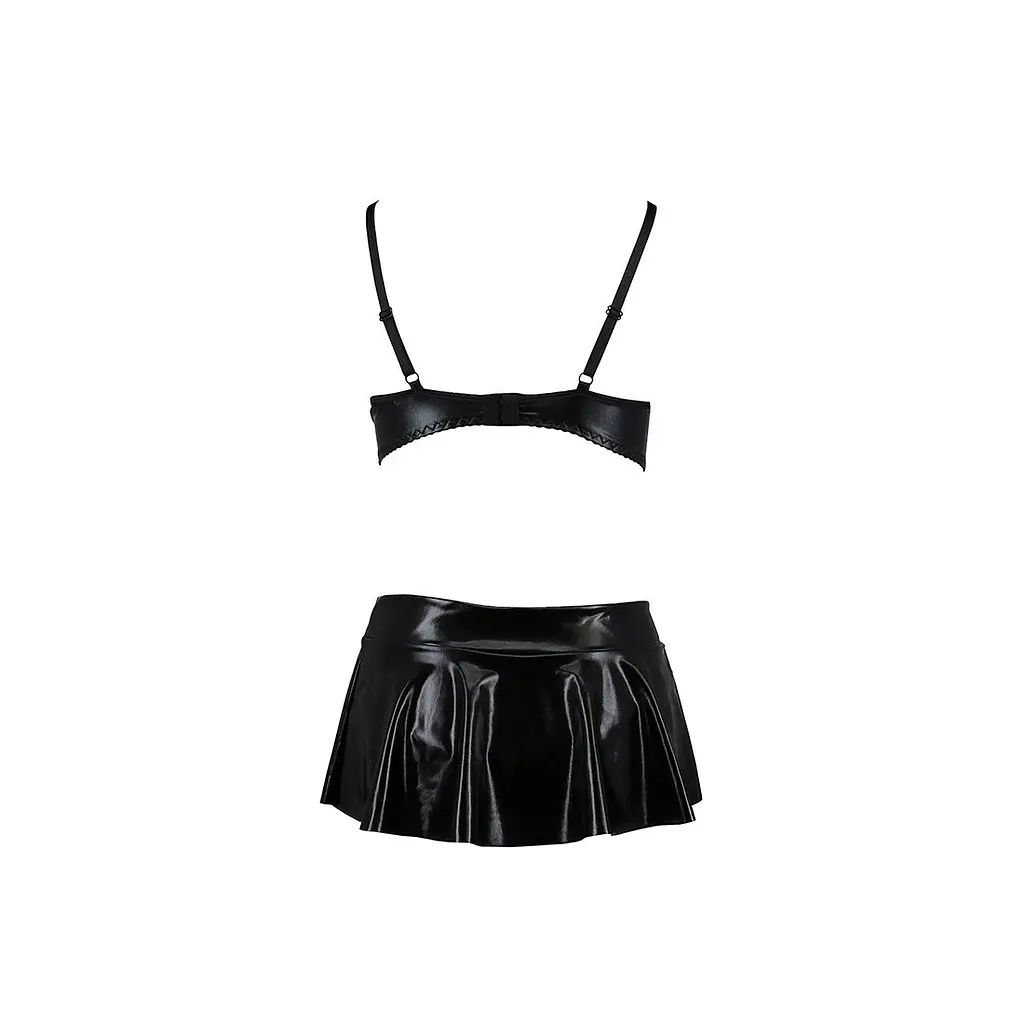 Комплект білизни під латекс Passion DEBY SET S/M, black, ліф, мініспідничка, стрінги - фото 4
