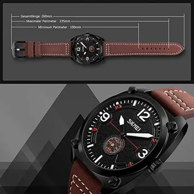 Чоловічий класичний годинник Skmei 9155 коричневий - фото 5