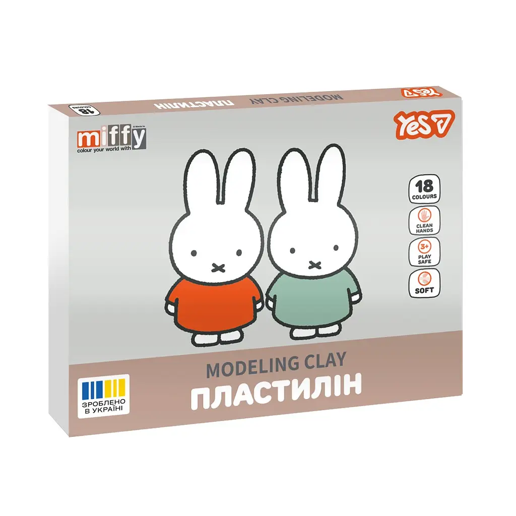 Пластилін YES, 18 кольорів, 360 г., Miffy, (540721)