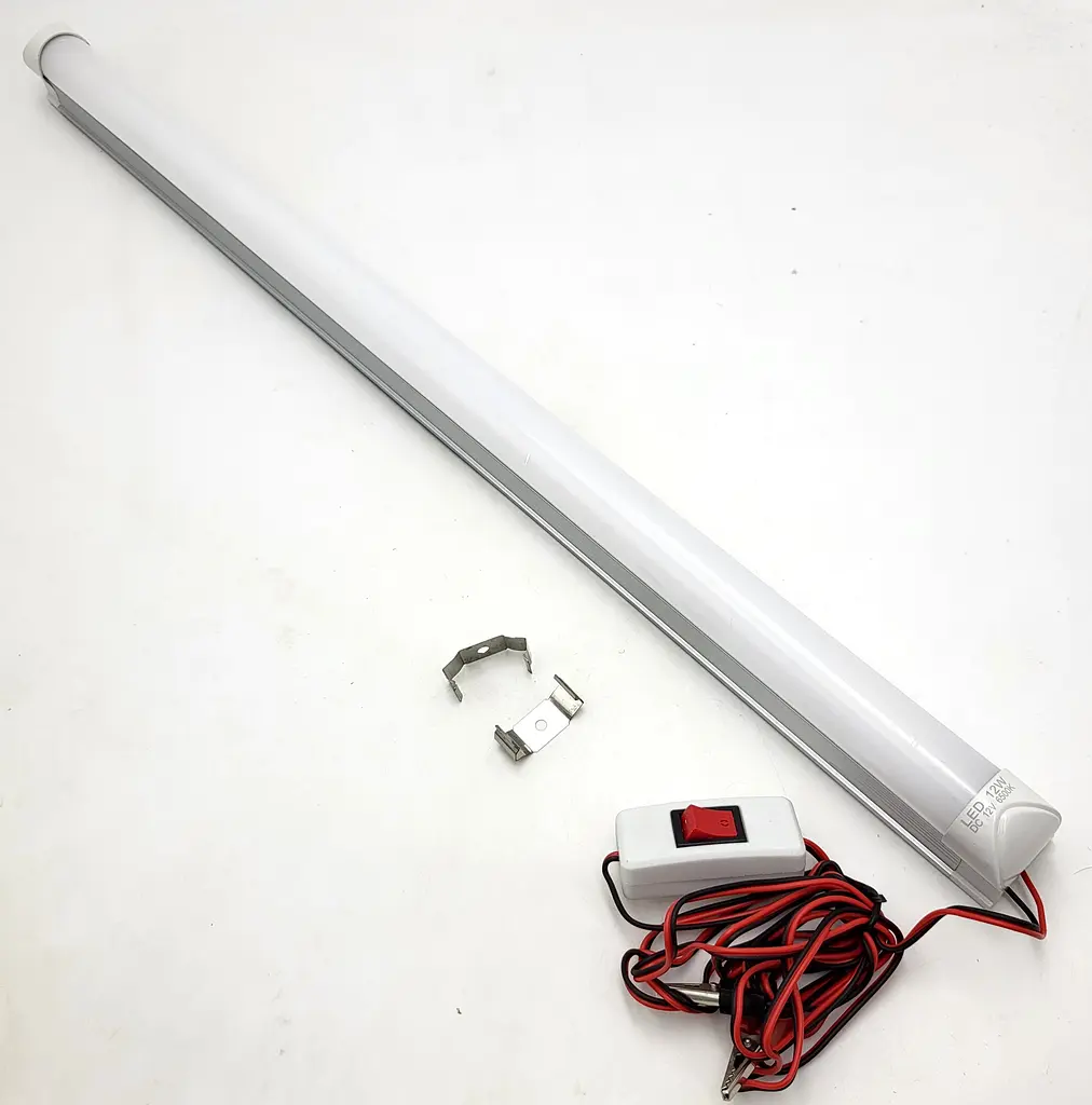 Світлодіодна LED-лампа 12 V 12 W світильник 60 см на дроті із затискачами (крокодилами) та вимикачем UKC PL DC 12 V CPL-DC-0,6
