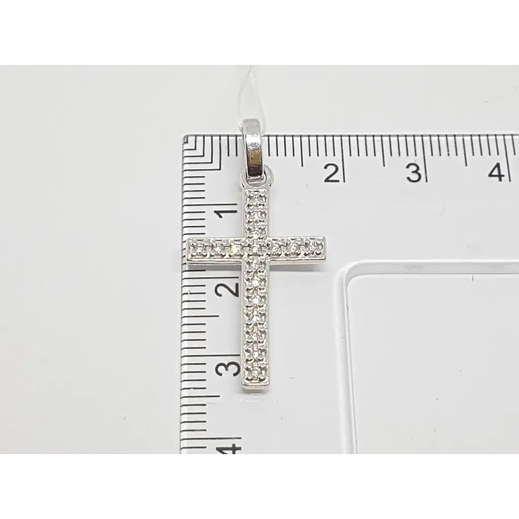 Золотий хрестик Геліос з діамантами. Артикул 3740108 - фото 3