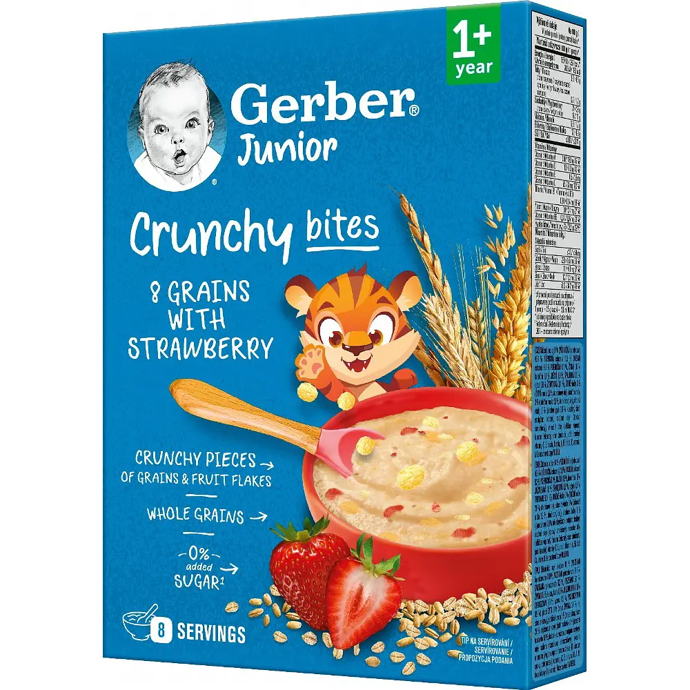 Дитяча каша суха швидкорозчинна Gerber Мультизлакова з хрусткими пластівцями та шматочками полуниці від 1 року 200 г - фото 2