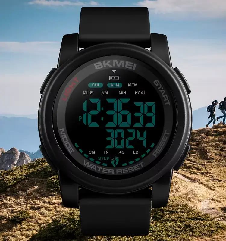 Чоловічий спортивний годинник Skmei 1469 Fitness (Чорний з чорним) - фото 5