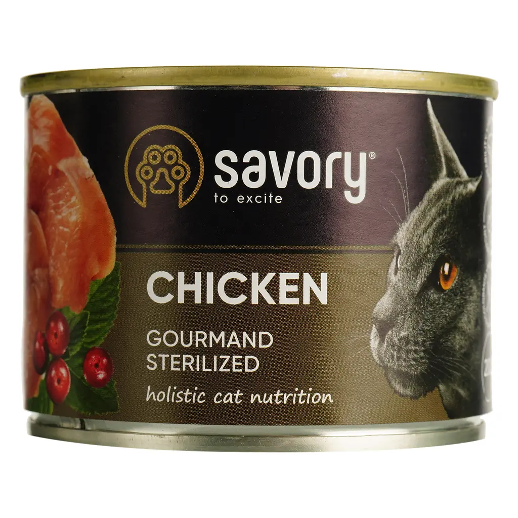 Вологий корм для дорослих стерилізованих котів Savory Cat Can Adult Sterilised з куркою 200 г - фото 2