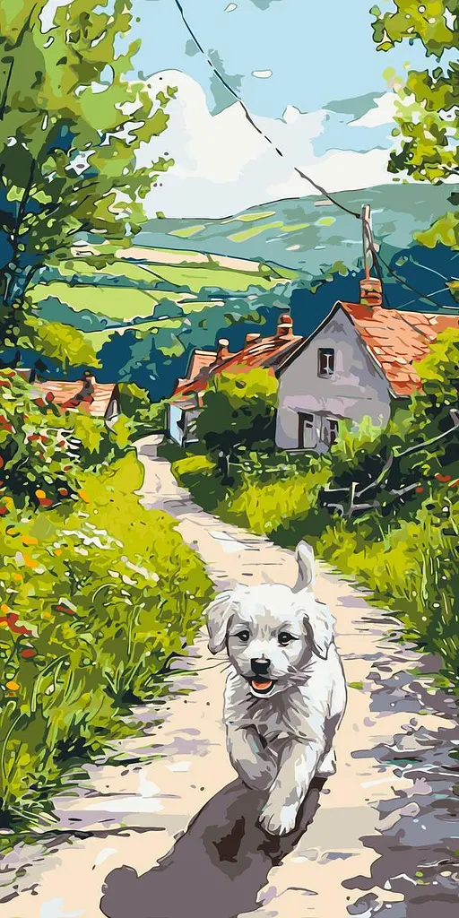 Картина за номерами Пейзаж. Щасливе цуценя 40x80 см Origami LW 5165