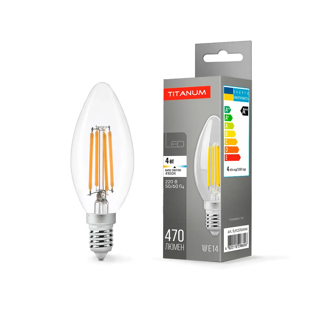 LED-лампа Titanum Filament C37 4W E14 4100K (25523-000)