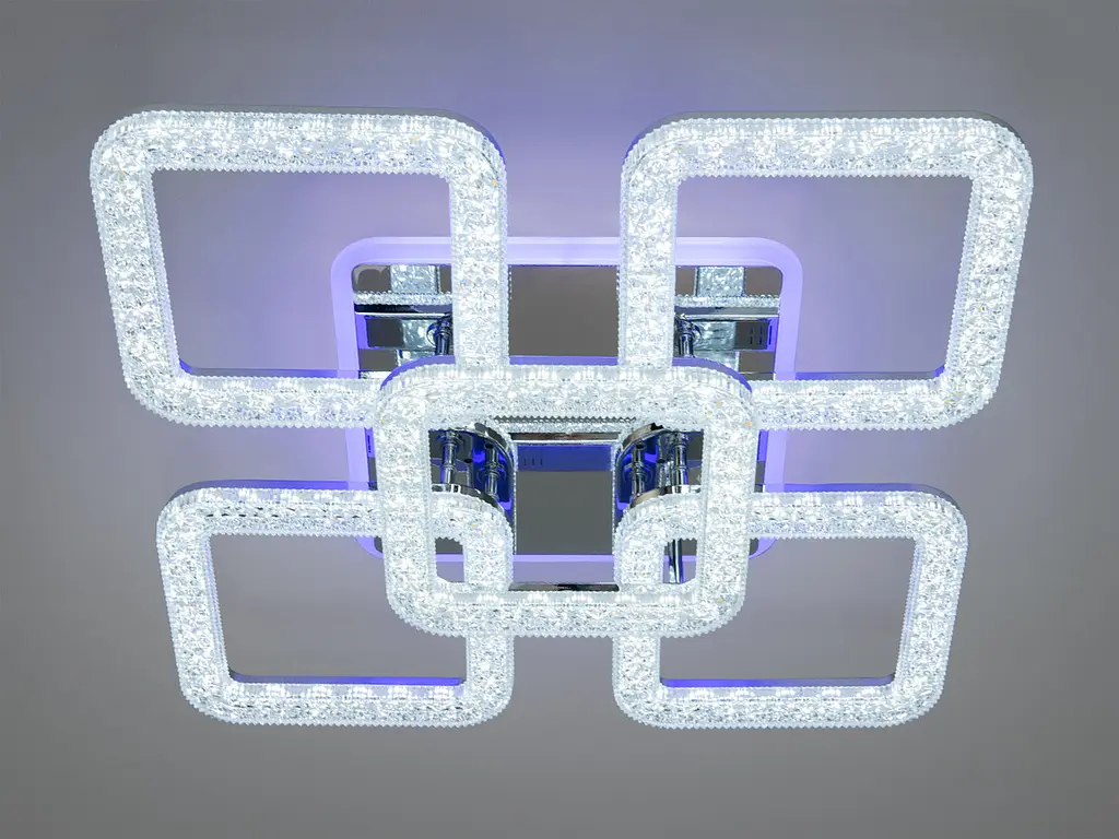 Люстра стельова LED Diasha 2205/4+1HR, 80W, 3200K-6500K, хром, сучасний стиль для дому - фото 2