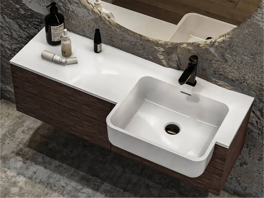 Умивальник Miraggio FONTANA R (0000520) Miramarble, Глянцевий, Накладний/Врізний, Білий - фото 7