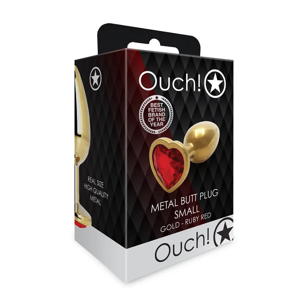 Анальна пробка Ouch! Heart Gem Butt Plug S, 6.2 см (золотистий) - фото 7
