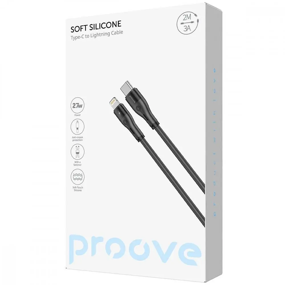 Кабель Proove Soft Silicone Type-C to Lightning 27W (2m) black (CCSO27002121) - фото 2