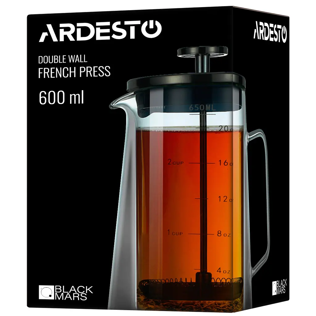 Френч-прес ARDESTO Black Mars з подвійними стінками 650 мл (AR1906DWB) - фото 7