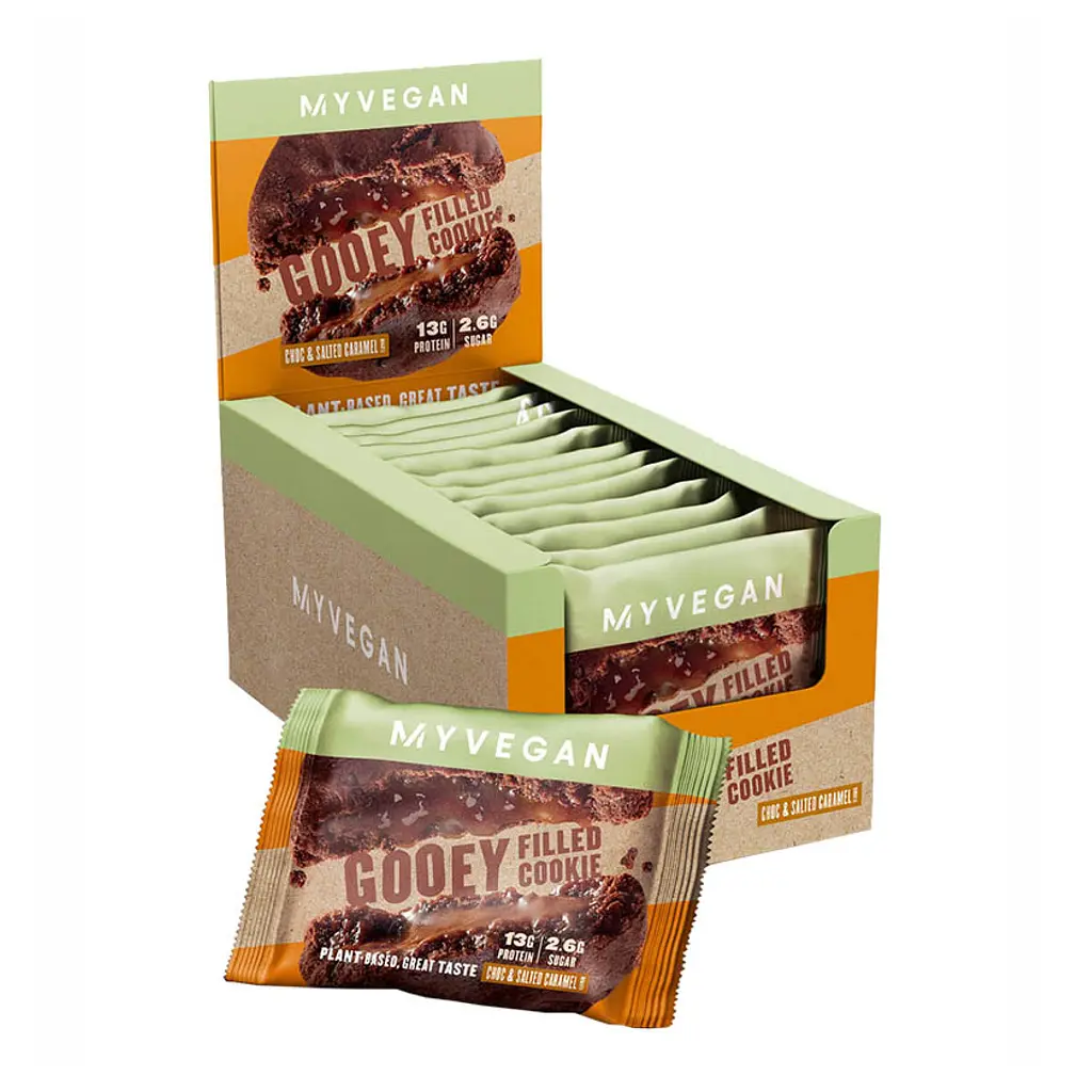Протеїновий батончик Myprotein (Vegan Filled Cookie) — 12 × 75 г, подвійний шоколад і карамель