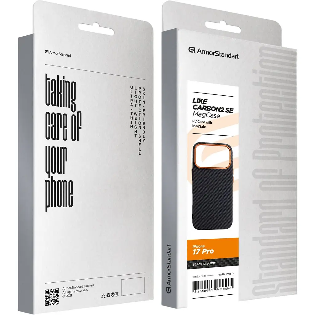 Чохол ArmorStandart LikeCarbon2 SE MagCase для Apple iPhone 17 Pro Black Orange (ARM89161) [156300] - фото 8