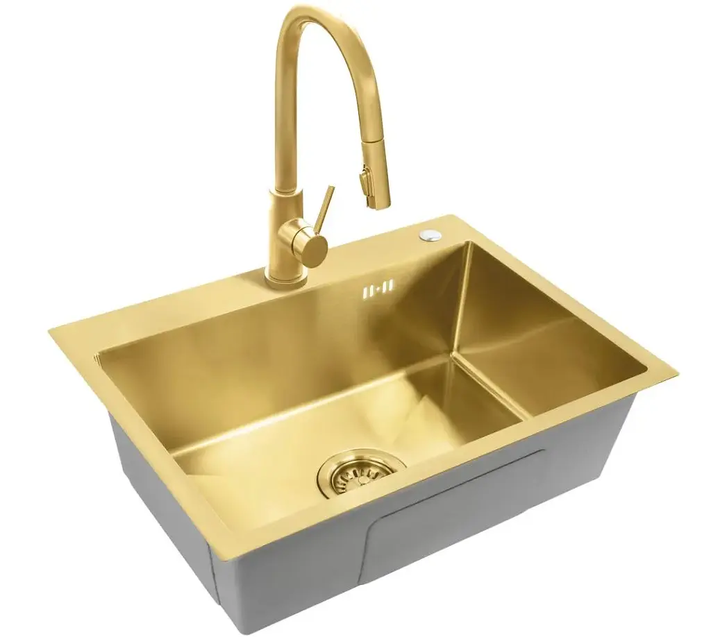 Кухонна мийка Rea Liam 580x450 мм brushed gold ZLE-06007 - фото 4