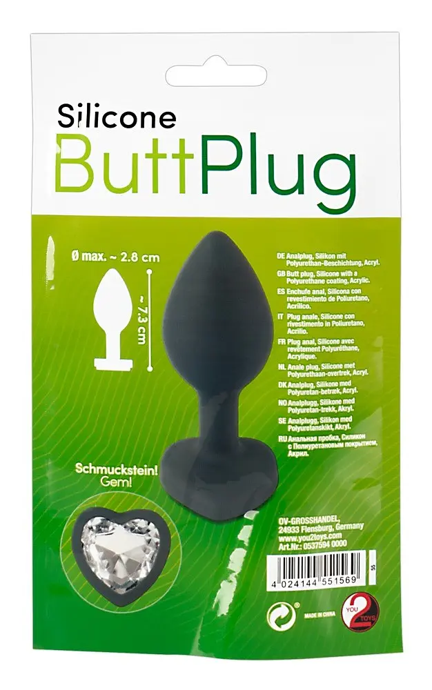 Анальная пробка Silicone Butt Plug 7.3 см (чорний) - фото 2