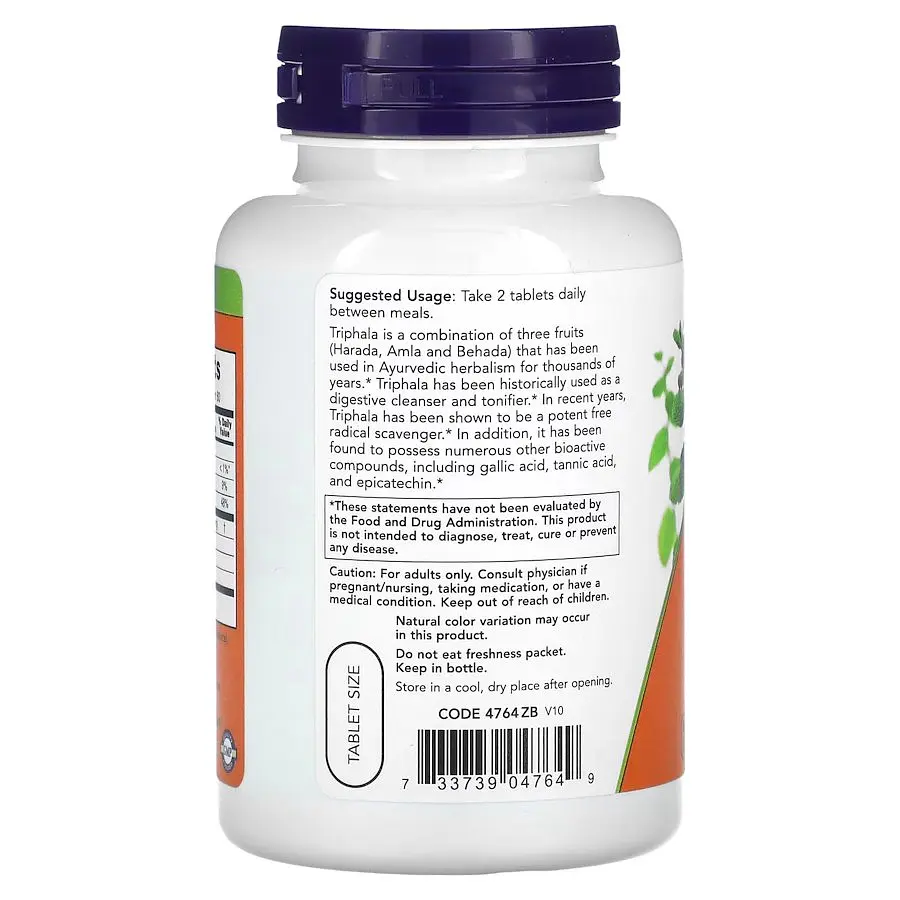 Натуральна добавка NOW Triphala 500 mg, 120 таблеток - фото 3