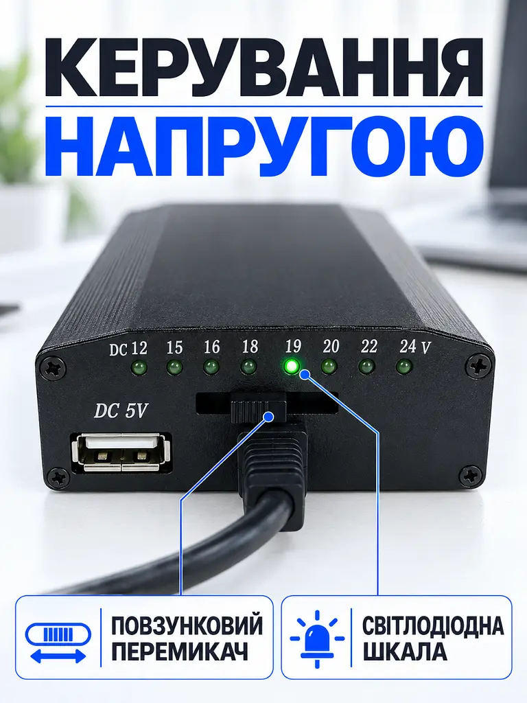 Універсальний блок живлення 150W 12-24V з 8 штекерами для ноутбука чорний (37261669) - фото 4