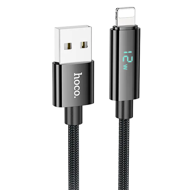 Дата кабель Hoco U125 Benefit 2.4A USB to Lightning with display (1.2m) Black - фото 4