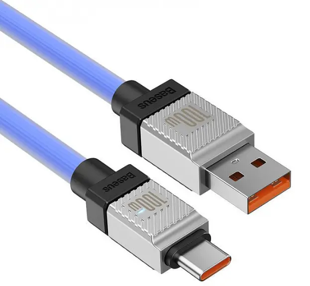 Кабель Baseus CoolPlay Series Fast Charging Cable USB to Type-C 100W 1m CAKW000603 Blue - фото 3